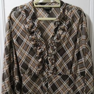 Beautiful brown plaid shear blouse